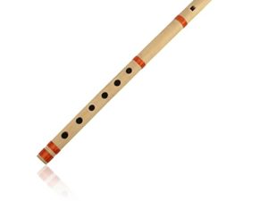 14 Inch Authentic Indian Wooden Bamboo Flute in 'B' Key Fipple Woodwind Musical Instrument Recorder Traditional Bansuri Handcrafted Novelty Decoratives & Collectibles