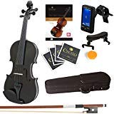 Mendini By Cecilio Violin For Kids & Adults - 4/4 MV Metallic Black Violins