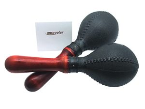 Amavoler MARACAS, Pair of Shakers Rattles Sand Hammer Percussion Musical Instrument for Live Performances Concert Birthday Parties ktv and Recording Sessions(black)