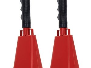 2 Pack Steel Cowbell with Handle 7 Inch Noise Makers Cheering Bell Cow bells for Football Sporting Events Classroom Wedding School Bells Alarm Percussion Musical Instrument Red