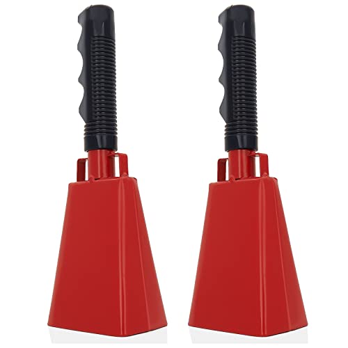 2 Pack Steel Cowbell with Handle 7 Inch Noise Makers Cheering Bell Cow bells for Football Sporting Events Classroom Wedding School Bells Alarm Percussion Musical Instrument Red 2 Pack Steel Cowbell with Handle 7 Inch Noise Makers Cheering Bell Cow bells for Football Sporting Events Classroom Wedding School Bells Alarm Percussion Musical Instrument Red