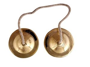 Manjira Brass Handmade Percussion Musical Instrument | Hand Cymbals Bhajan Kirtan Krishna| 3 inches
