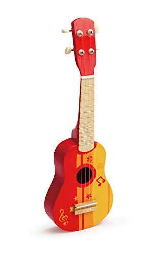 Hape Kid's Wooden Toy Ukulele in Red Hape Kid's Wooden Toy Ukulele in Red