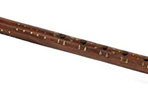 Unique 13" Exotic Authentic Traditional Bamboo Wooden Flute Great Sound Indian Musical Instrument by Bethlehem Gifts TM (Brass Inlay)