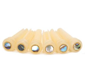 Miwayer Guitar Bone Bridge Pins Real Bone Unbleached Vintage Style Replacement Parts for 6 & 12 String Acoustic Guitar (Unbleached Big Abalone Dot)