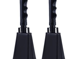 Steel Cowbell with Handle 7 Inch 2 Pack Noise Makers Cheering Bell Cow bells for Football Sporting Events Classroom Wedding School Bells Alarm Percussion Musical Instrument