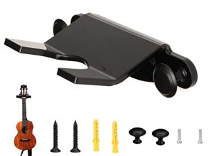 Guitar Hanger Guitar Wall Mount Bracket Holder Guitar Hooks Hanging Rack for Electric Guitar Acoustic Guitar Ukulele Bass Mandolin Wood Guitar Accessories Storage Shelf for Music Room(JTJ-03-BLACK)