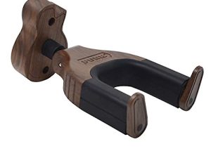 Guitar Wall Mount Auto Lock Guitar Holder Hook Guitar Wall Stand With Guitar Shape Hardwood Base Design Fits All size Guitars & Electric Guitar Stands (AUTO LOCK- BLACK WALNUT HANGER)