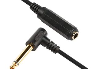 PNGKNYOCN Right Angle 1/4 TS Guitar Cable 90 Degree 6.35mm Mono Male to Female Extension Cable for Amplifiers
