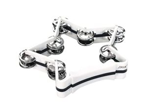 Star Shaped Tambourine Pentagram Percussion Tambourines Hand Tambourine for Adults 9.8"x9" Double Row Jingles Metal Jingles Handheld Shaker Musical Rhythm Instrument (White)