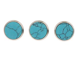 Liyafy 3Pcs Trumpet Valve Finger Buttons Musical Instruments Accessories Silver with Blue Turquoise Inlay