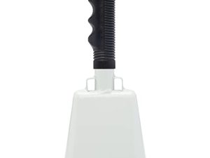 10 Inch Cow Bell Noise Makers Cowbell for Sporting Event Cheering Bell for Football Games Large Steel Cowbell with Handle Solid School Bells Call Bell Alarm(White)