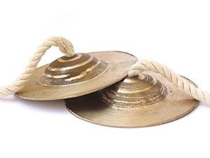 De Kulture Works Bronze Kansa Jhanjh Percussion Indian Musical Instrument Hand Made Cymbal Pair (Gold)