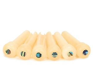 Miwayer Guitar Bone Bridge Pins Real Bone Unbleached Vintage Style Replacement Parts for 6 & 12 String Acoustic Guitar (Unbleached Small Abalone Dot)