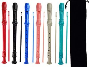 Kasteco 6 Pack German Style 8 Hole-3 Piece Descant Soprano Recorders with Cleaning Rod