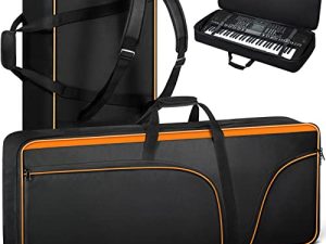 CAHAYA 61 Key Keyboard Case Electric Keyboard Piano Gig Bag Portable 600D Oxford Cloth 12mm/0.5inch Thick Padded Case with Side Handles and Adjustable Shoulder Straps CY0315