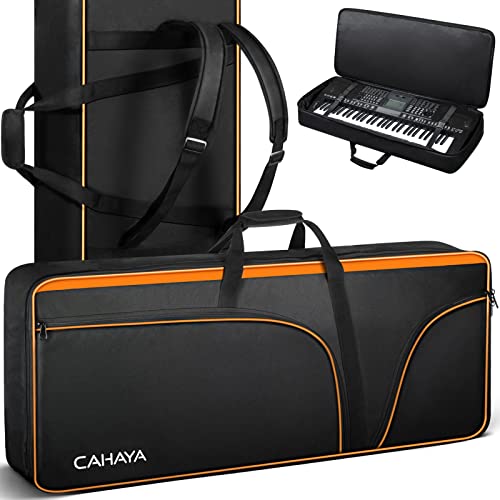 CAHAYA 61 Key Keyboard Case Electric Keyboard Piano Gig Bag Portable 600D Oxford Cloth 12mm/0.5inch Thick Padded Case with Side Handles and Adjustable Shoulder Straps CY0315 CAHAYA 61 Key Keyboard Case Electric Keyboard Piano Gig Bag Portable 600D Oxford Cloth 12mm/0.5inch Thick Padded Case with Side Handles and Adjustable Shoulder Straps CY0315