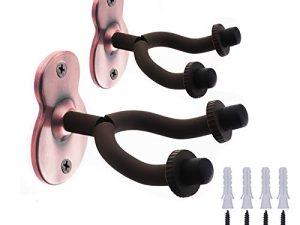 Guitar hanger Guitar hook Guitar holder Guitar wall mount hangers for Electric Acoustic and Bass Guitars(2-Pack) (brown)