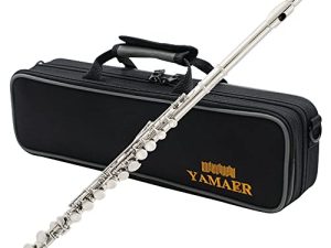 Yamaer C Flute Closed Hole 16-Key Flute for Beginner Kids Student Flute Instrument with a Carrying Case