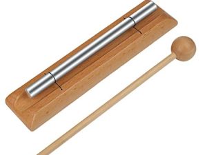 Vilihkc Meditation Chime Solo Percussion Instrument with Mallet for Prayer Yoga Eastern Energies Musical Chime Toys for Children Teachers' Classroom Reminder Bell(1-Tone)