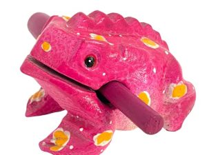 Cozinest 4" Wooden Frog Percussion Instrument Wood Frog Guiro Rasp Tone Block Thailand Handcraft Musical Lucky Frog Home Office Decoration Adorable Gift (Pink)