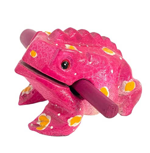 Cozinest 4" Wooden Frog Percussion Instrument Wood Frog Guiro Rasp Tone Block Thailand Handcraft Musical Lucky Frog Home Office Decoration Adorable Gift (Pink) Cozinest 4" Wooden Frog Percussion Instrument Wood Frog Guiro Rasp Tone Block Thailand Handcraft Musical Lucky Frog Home Office Decoration Adorable Gift (Pink)