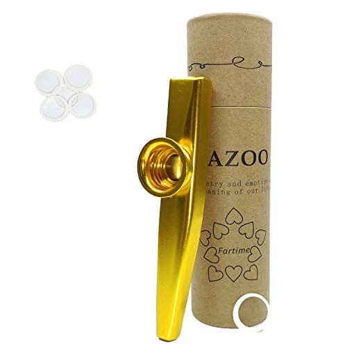 Fartime Gold Exquisite Aluminum Alloy Kazoo With 5 Kazoo Flute Diaphragms And A Beautiful Gift Box-Musical Instruments. (gold) Fartime Gold Exquisite Aluminum Alloy Kazoo With 5 Kazoo Flute Diaphragms And A Beautiful Gift Box-Musical Instruments. (gold)
