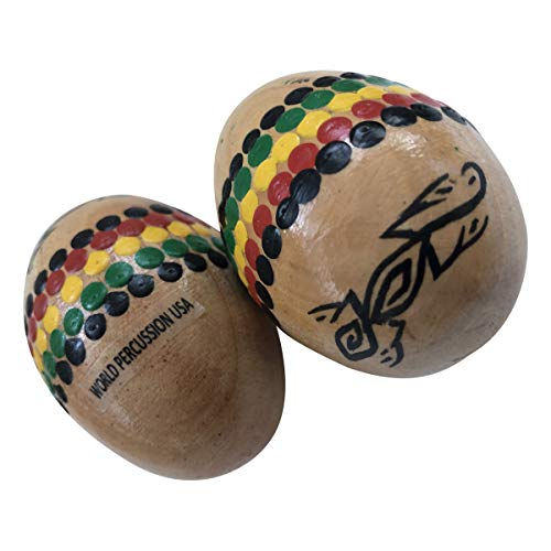 Wood Egg Shaker - Natural Finish - Pair (2pcs) by World Percussion USA (Painted Rasta) Wood Egg Shaker - Natural Finish - Pair (2pcs) by World Percussion USA (Painted Rasta)