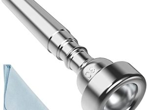 Silver Trumpet Mouthpiece 3C Trumpet Mouthpiece with Box Cleaning Cloth Compatible with Yamaha Bach Conn King Musical Instruments for Beginners and Professional Players (3C silver)