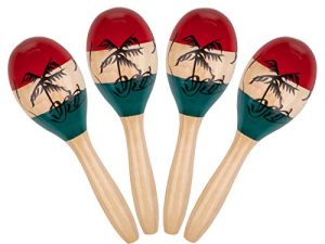Foraineam 4 Pack Wood Maracas Musical Painted Wooden Maraca Hand Percussion Instrument
