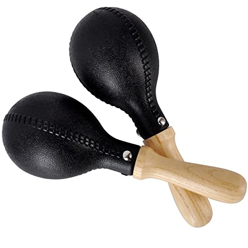 EASTROCK Maracas Hand Percussion Rattles Sand Hammer Percussion Instrument Black Professional Maracas with ABS Shells and Wooden Handles for Live Performances and Recording EASTROCK Maracas Hand Percussion Rattles Sand Hammer Percussion Instrument Black Professional Maracas with ABS Shells and Wooden Handles for Live Performances and Recording