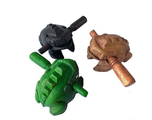 Guiros Percussion Instruments Wooden Frog 3 Pieces Set of 2.5-2.75 Inch Small Wood Carving Black Frog Musical Instrument Guiros Percussion Instruments Wooden Frog 3 Pieces Set of 2.5-2.75 Inch Small Wood Carving Black Frog Musical Instrument