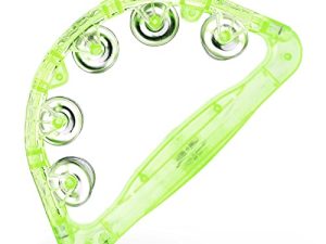 LED Tambourine - Musical Flashing Handheld Percussion Instruments for Adults - Light Up Tambourine with Batteries Included (Green)