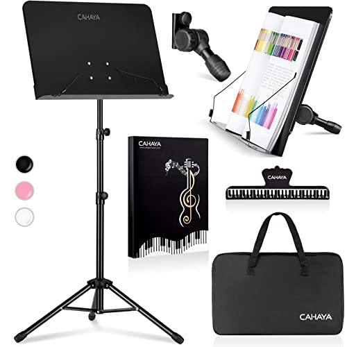 CAHAYA 5 in 1 Dual-use Sheet Music Stand & Desktop Book Stand Metal Portable Solid Back Height Adjustable from 31.4-57in with Book Stand Support CAHAYA 5 in 1 Dual-use Sheet Music Stand & Desktop Book Stand Metal Portable Solid Back Height Adjustable from 31.4-57in with Book Stand Support