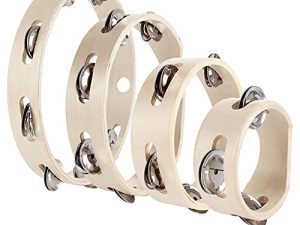 4 PCS Wood Tambourines for Adults Hand Held Wooden Tambourine with 4" 6" 8" 10"