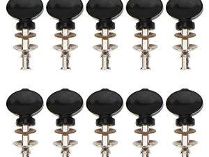 10Pcs Yootones Straight Rod Type Small Round Handle Ukulele Standard Compatible with Ukulele String Quasi-Plastic Handle Musical Instrument Accessories (Black)