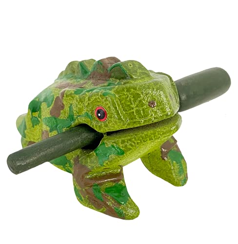Cozinest 4" Wooden Frog Percussion Instrument Wood Frog Guiro Rasp Tone Block Thailand Handcraft Musical Lucky Frog Home Office Decoration Adorable Gift (Green army) Cozinest 4" Wooden Frog Percussion Instrument Wood Frog Guiro Rasp Tone Block Thailand Handcraft Musical Lucky Frog Home Office Decoration Adorable Gift (Green army)