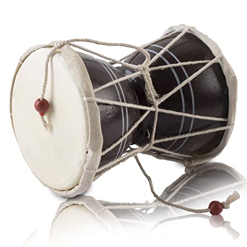 Handmade Wooden & Leather Classical Indian Folk Dumroo Damroo Damaru Hand Drum Set Percussion Decorative Collectible Showpiece World Musical Instruments (Brown) Handmade Wooden & Leather Classical Indian Folk Dumroo Damroo Damaru Hand Drum Set Percussion Decorative Collectible Showpiece World Musical Instruments (Brown)