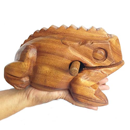 Cozinest Extra Large 9" Wood Frog Guiro Rasp Percussion Instrument Tone Block Wooden Good Luck Frog Animal Shaped Figurine Handcraft Musical Instruments from Thailand Home Office Decoration (Tan) Cozinest Extra Large 9" Wood Frog Guiro Rasp Percussion Instrument Tone Block Wooden Good Luck Frog Animal Shaped Figurine Handcraft Musical Instruments from Thailand Home Office Decoration (Tan)