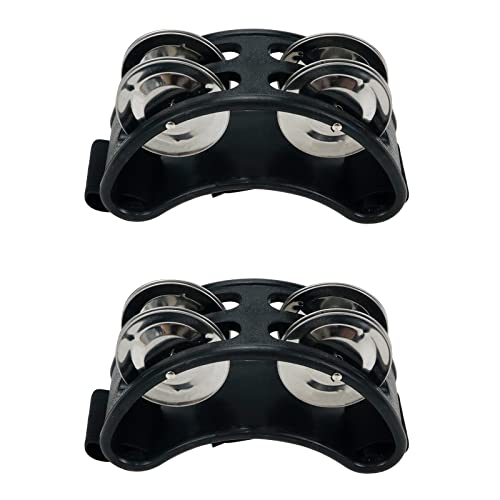 HEVSTIL 2PCS Foot Tambourine with Steel Jingles Musical Instrument Foot Drum Percussion Accessory for Drum Instrument Guitar Playing - Black HEVSTIL 2PCS Foot Tambourine with Steel Jingles Musical Instrument Foot Drum Percussion Accessory for Drum Instrument Guitar Playing - Black