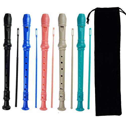 Kasteco 5 Pack German Style 8 Hole-3 Piece Descant Soprano Recorders with Cleaning Rod Kasteco 5 Pack German Style 8 Hole-3 Piece Descant Soprano Recorders with Cleaning Rod