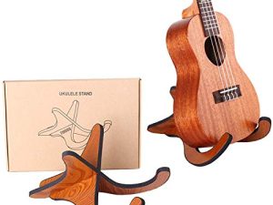 TIHOOD Wooden Ukelele Stand Holder Musical Instrument Stand Concert Portable Wood Stand for Small Guitar