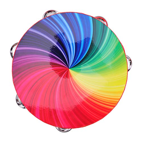 EXCEART 8 Inch Double Row Tambourine Fashionable Beating Drum for Adult and Children (Rainbow Color) EXCEART 8 Inch Double Row Tambourine Fashionable Beating Drum for Adult and Children (Rainbow Color)