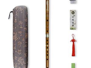 C Key Dizi Bitter Bamboo Flute for Beginners with Free Membrane & Glue & Protector Set Traditional Chinese Instrument(Key of C/Bitter Bamboo)