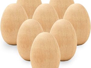 8PCS Unpainted Wood Easter Egg Shakers