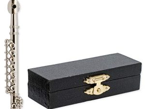 Broadway Gift Silver Flute Music Instrument Miniature Replica with Lined Case