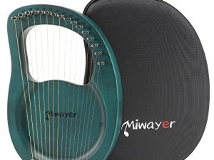 Miwayer Lyre Harp 16 Strings Musical Instrument Solid Mahogany Body Harp Professional Stringed Instrument with Accessories and Bag (Cyan 16 Strings Harp)