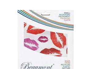 Beaumont Musical Polishing & Cleaning Patterned Bubblegum Kisses Instruments Trumpet Clarinet Sax Flute Recycled Microfibre Cleaning Cloth Brass Silver 25 x 25cm (BFC-BK)