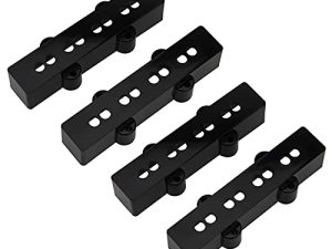 4Pcs Yootones Bass Pickup Covers Neck/Bridge Compatible with 4 String Jazz J Bass Guitar Musical Instrument Parts (Black)