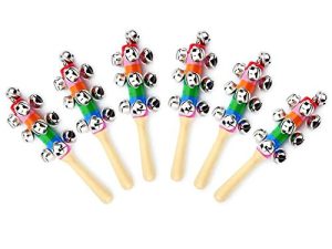 ZEAVOLA 6Pcs Wooden Jingle Hand Bells